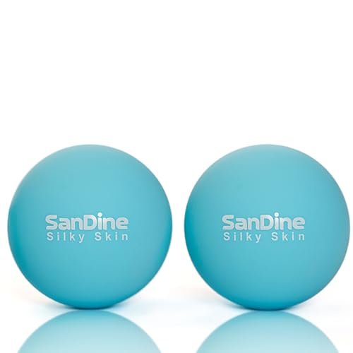 SanDine Lacrosse Massagebälle für Tiefengewebsmassage – 2er-Pack Triggerpunkt-Bälle aus Silikon zur Linderung von Muskelkater und Verbesserung der Flexibilität (Blau)