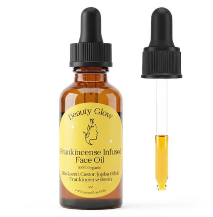 Weihrauchharz-infundiertes Bio-Schwarzkümmel-, Rizinus- & Jojobaöl für das Gesicht – Anti-Aging Wunder-Gesichtsfeuchtigkeitscreme, kaltgepresstes Serum, natürliche Hautpflege, hydratisiert die Haut, feuchtigkeitsspendender Schönheitsglanz, 30 ml