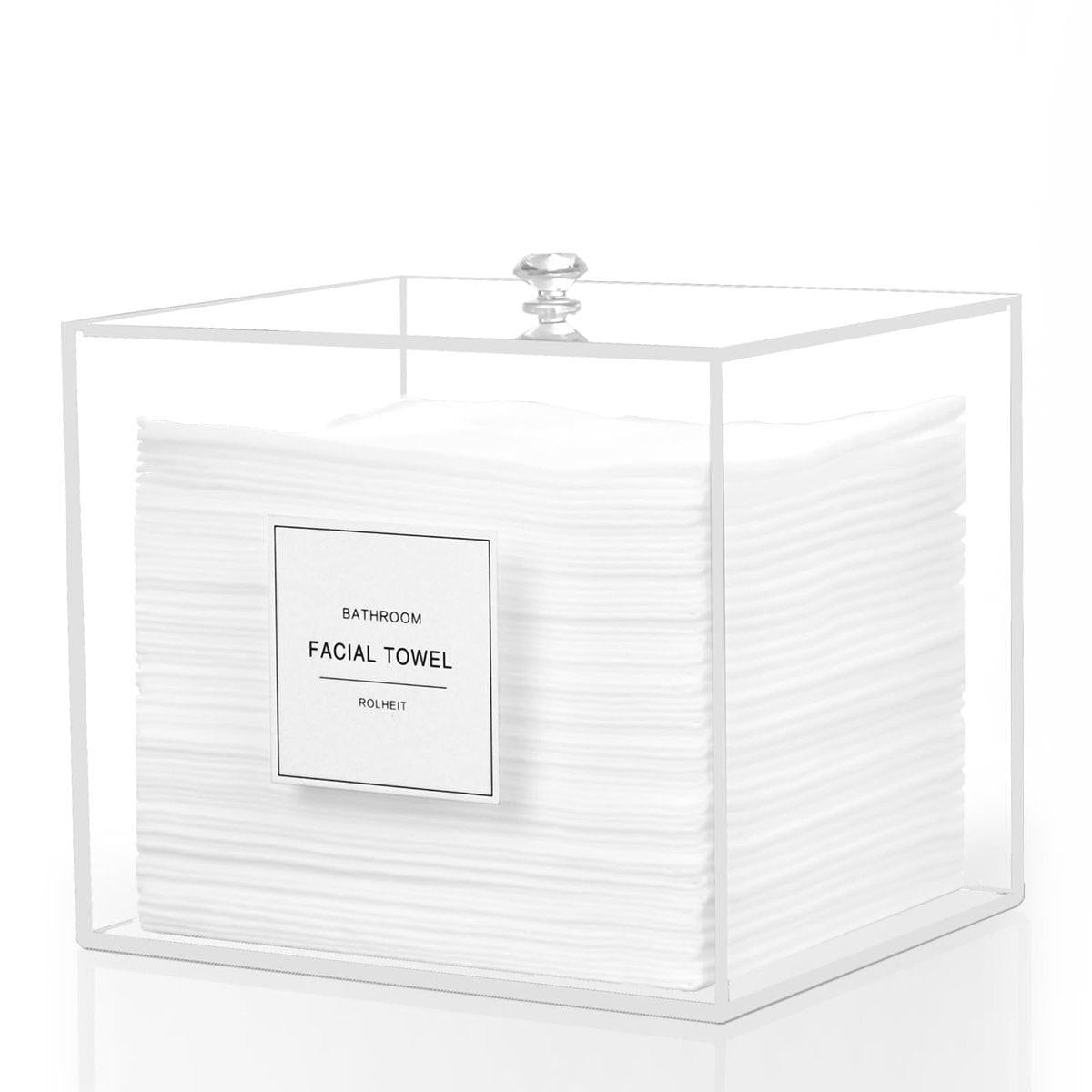 Rolheit Spenderbox für Einweg-Gesichtstücher, Acryl-Aufbewahrungsbox für Gesichtstücher, Make-up-Entferner-Tuch-Organizer, klar