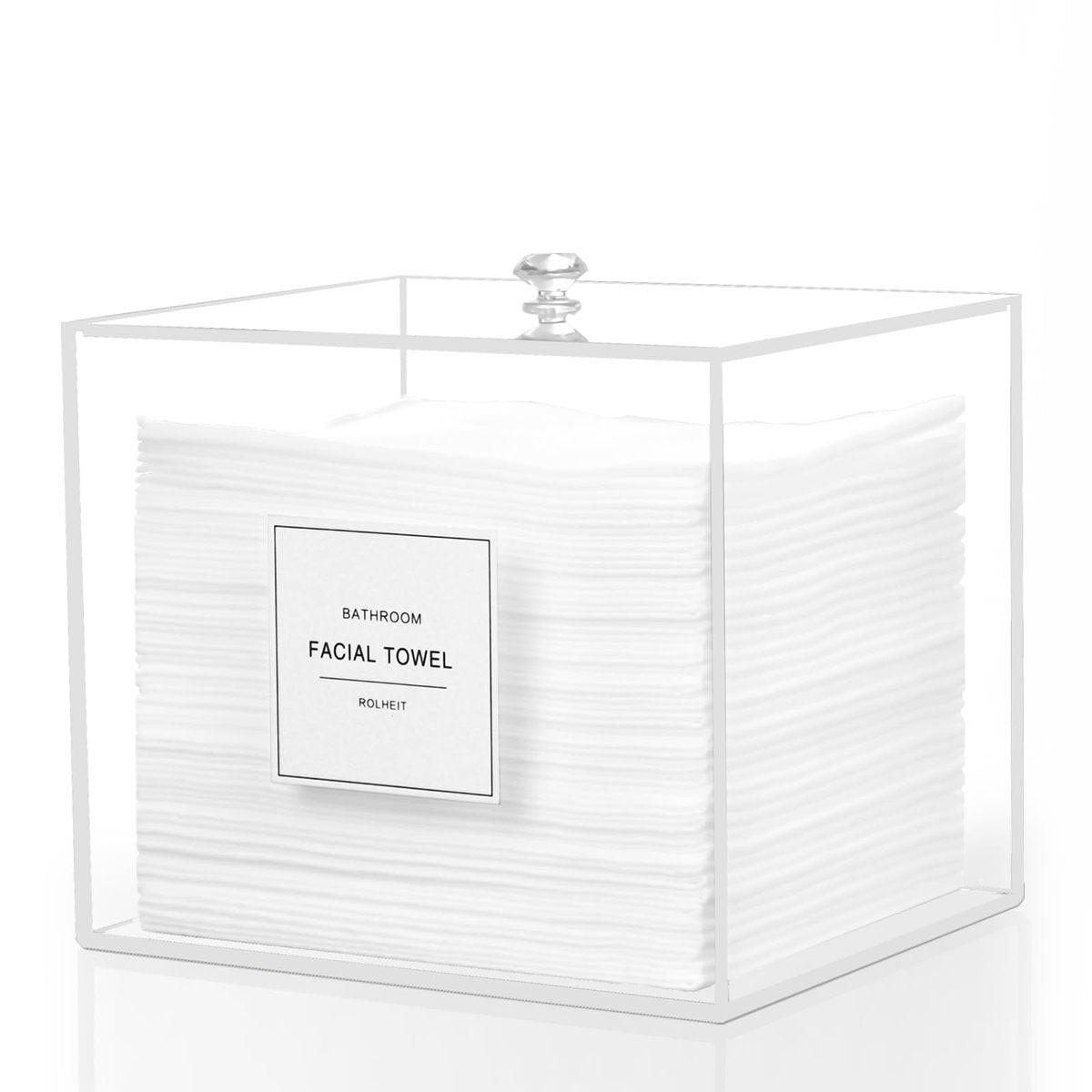 Rolheit Spenderbox für Einweg-Gesichtstücher, Acryl-Aufbewahrungsbox für Gesichtstücher, Make-up-Entferner-Tuch-Organizer, klar