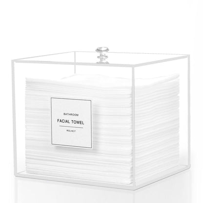Rolheit Spenderbox für Einweg-Gesichtstücher, Acryl-Aufbewahrungsbox für Gesichtstücher, Make-up-Entferner-Tuch-Organizer, klar