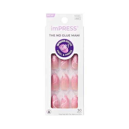 Kiss Impress Wild Venus Press-On-Nägel – Kein Kleber, Medium, Mandelform, Pink