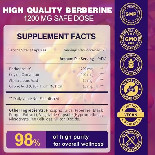 ZEBORA Premium Berberin HCL Kapseln 1200 mg – mit Ceylon-Zimt, ALA & Caprinsäure, GLP-1 Unterstützung, Immunsystem & Antioxidantien, Non-GMO, 120 Kapseln