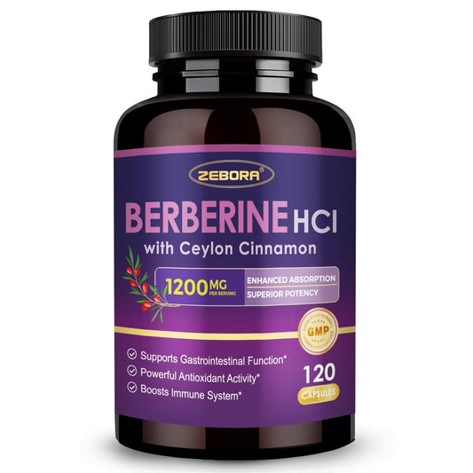 ZEBORA Premium Berberin HCL Kapseln 1200 mg – mit Ceylon-Zimt, ALA & Caprinsäure, GLP-1 Unterstützung, Immunsystem & Antioxidantien, Non-GMO, 120 Kapseln