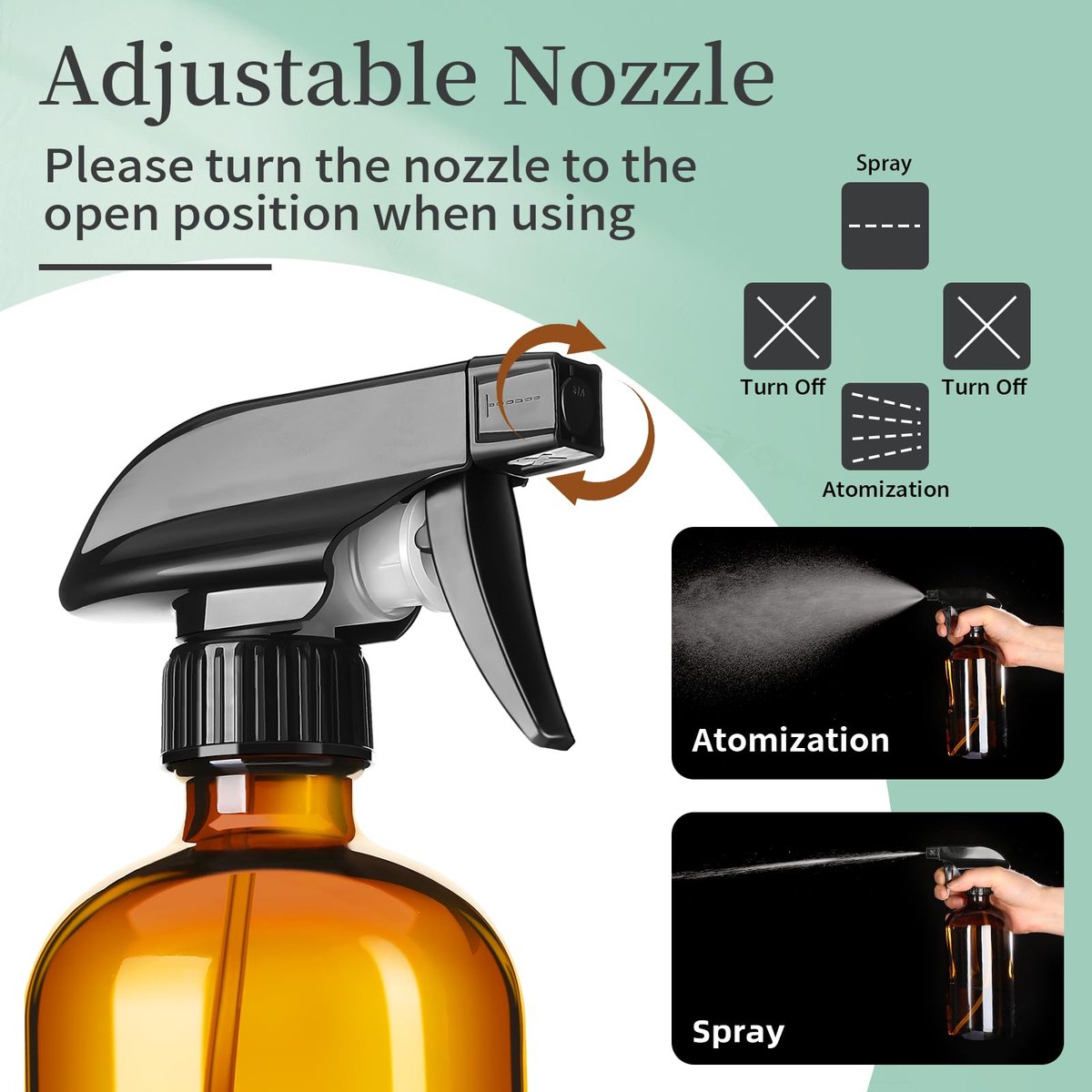 GIVAMEIHF 16oz Amber Glass Sprayflaschen, 4er-Pack Nachfüllbare Glassprühflaschen mit Verstellbarer Düse - Ideal für Reinigung, ätherische Öle, Pflanzen, Haare und Haustiere