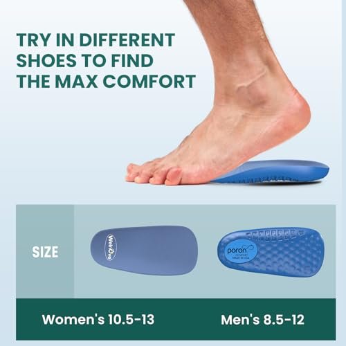 Welnove Memory Foam Ferseneinlage, Achillessehnenentzündung Einlegesohlen gegen Fersenschmerzen – Stoßdämpfung & extra Polsterung für Arbeitsschuhe, Fersensporn Linderung, Damen 10.5-13 Herren 8.5-12