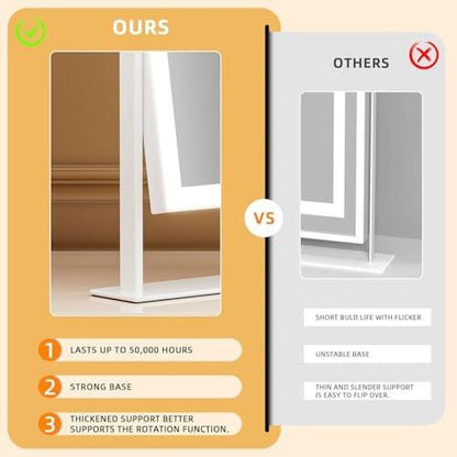 FENCHILIN Kosmetikspiegel mit Licht 11,8" x 9,8" – Beleuchteter Make-up-Spiegel mit Smart-Touch-Steuerung, 3 Farben dimmbare LED, 360° drehbar, 10-fache Vergrößerung, Tischspiegel (Weiß)