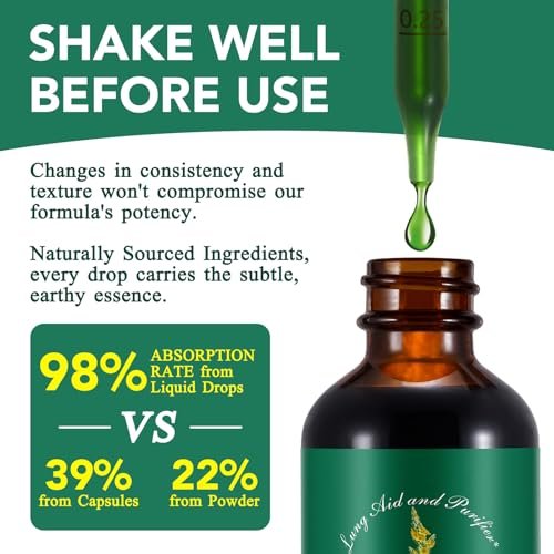 QJCWXIAOX Königskerzentropfen für die Lunge, Königskerzenblattextrakt mit Chlorophyll, Königskerzenblattextrakt zur Lungenreinigung und Atemwegsunterstützung, 60 ml (2 Fl Oz)