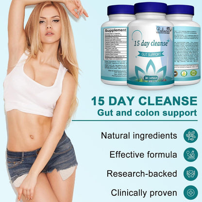 15-Tage-Darmreinigung und Entgiftung für Frauen & Männer mit Senna, Cascara Sagrada & Flohsamenschalen, Non-GMO, 30 Kapseln