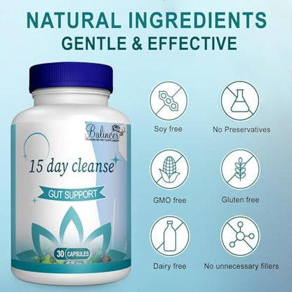 15-Tage-Darmreinigung und Entgiftung für Frauen & Männer mit Senna, Cascara Sagrada & Flohsamenschalen, Non-GMO, 30 Kapseln
