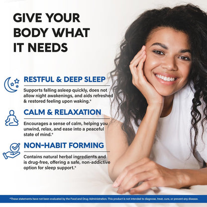 Schlaftabletten für Erwachsene 550mg - Melatonin 3mg | Baldrianwurzel für Schlaf | L-Theanin | Magnesium - Natürliches Schlafmittel - Nicht gewohnheitsbildend - Laborgeprüft - 1/Tag, 2-Monats-Vorrat
