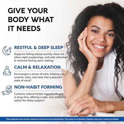 Schlaftabletten für Erwachsene 550mg - Melatonin 3mg | Baldrianwurzel für Schlaf | L-Theanin | Magnesium - Natürliches Schlafmittel - Nicht gewohnheitsbildend - Laborgeprüft - 1/Tag, 2-Monats-Vorrat