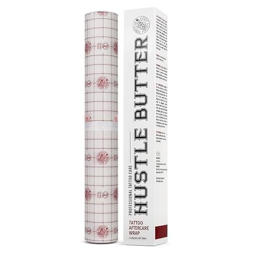Hustle Butter Second Skin Tattoo Wrap – 9,8 Zoll x 2,2 Yards – Transparente selbstklebende Folie – Einfache Entfernung, saubere Anwendung – Atmungsaktiv & latexfrei – Für mittlere Tattoo-Nachsorge