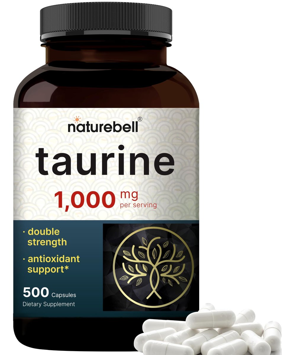 NatureBell Taurin 1.000 mg pro Portion, 500 Kapseln | Essentielle Aminosäure – Doppelte Stärke – Antioxidans für Herz, Muskeln, Gehirn & Leber – Nicht-GVO, Glutenfrei