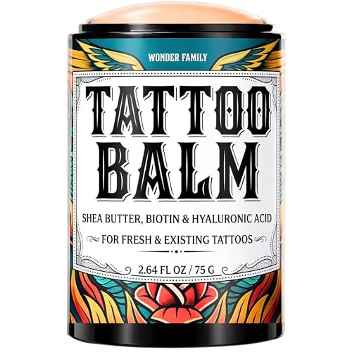 Tattoo Balm Stick Aftercare – Heilende Pflege für frische & bestehende Tattoos, Farbauffrischer für alte Tinte, Sheabutter Biotin Hyaluronsäure, Feuchtigkeitscreme in Reisegröße