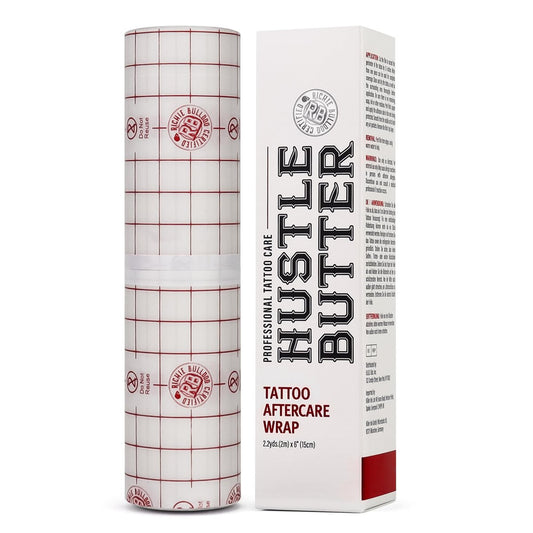 Hustle Butter Second Skin Tattoo Wrap – 6 Zoll x 2,2 Yards – Transparente Kleberolle – Einfache Anwendung & Entfernung, saubere Folie – Atmungsaktiv & Latexfrei – Kleine bis mittlere Tattoo-Nachsorge