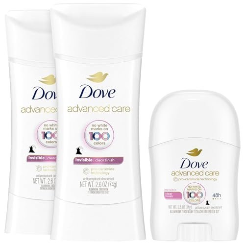 Dove Antitranspirant Deodorant für Frauen, Clear Finish, 2er-Pack + Reisegröße – Keine weißen Flecken, Pro-Ceramid-Technologie, Vegan & Tierversuchsfrei