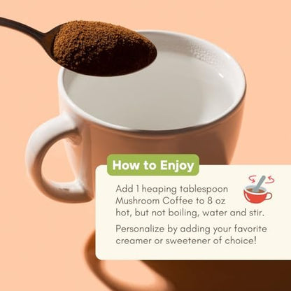 360 Nutrition Instant Mushroom Coffee mit Chaga Superfood-Pilz, Präbiotika und Probiotika für die Darmgesundheit und Konzentration | Dunkle Röstung, ohne Zuckerzusatz, 5 oz (Darm-Mischung)