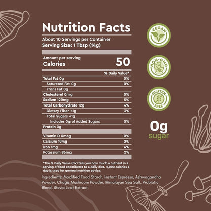 360 Nutrition Instant Mushroom Coffee mit Chaga Superfood-Pilz, Präbiotika und Probiotika für die Darmgesundheit und Konzentration | Dunkle Röstung, ohne Zuckerzusatz, 5 oz (Darm-Mischung)