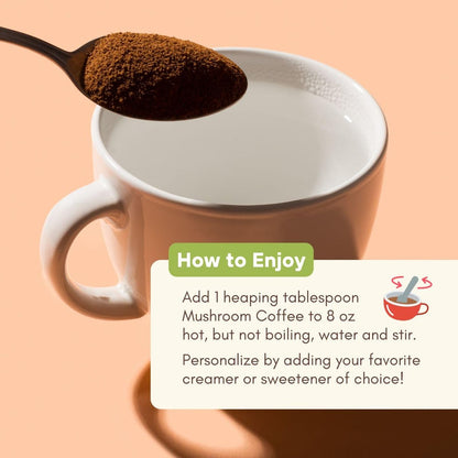 360 Nutrition Instant Mushroom Coffee mit Chaga Superfood-Pilz, Präbiotika und Probiotika für die Darmgesundheit und Konzentration | Dunkle Röstung, ohne Zuckerzusatz, 5 oz (Darm-Mischung)