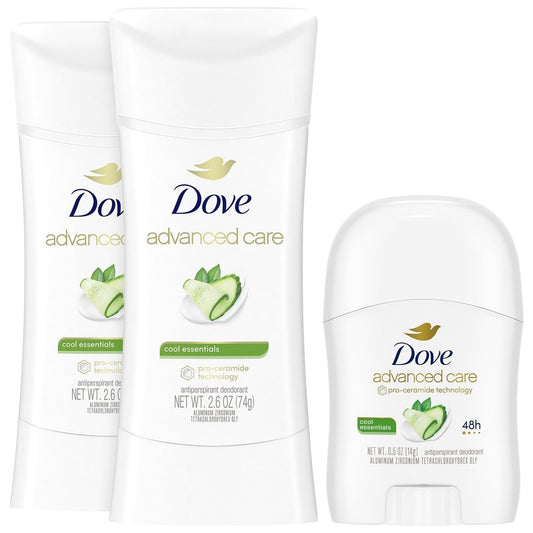 Dove Advanced Care Deodorant Cool Essentials Bundle – Antitranspirant Deodorant 3er Set (2 Vollgrößen + Mini)