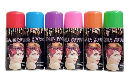 Temporäre Haarspray-Farbe für Geburtstagsfeier, Silvesterparty, Feierlichkeiten 3OZ - Karton (6 Dosen) - 6 Farben