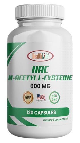 HealthLife N-Acetyl-L-Cystein (NAC) 600mg, 120 Kapseln – Non-GMO, Glutenfrei, 120 Portionen