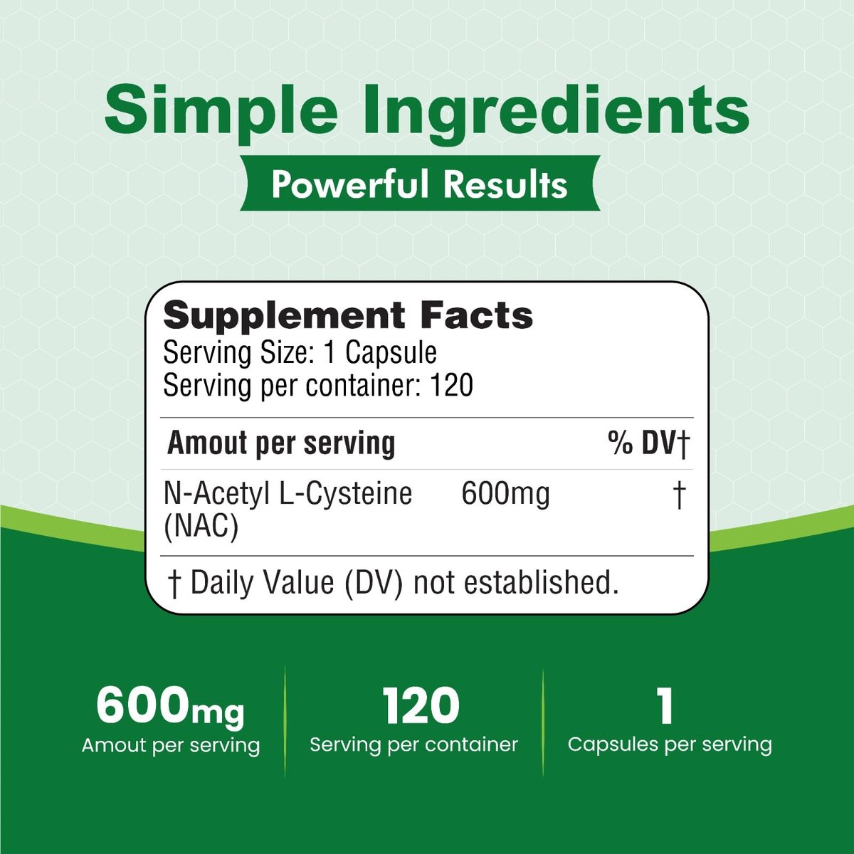 HealthLife N-Acetyl-L-Cystein (NAC) 600mg, 120 Kapseln – Non-GMO, Glutenfrei, 120 Portionen