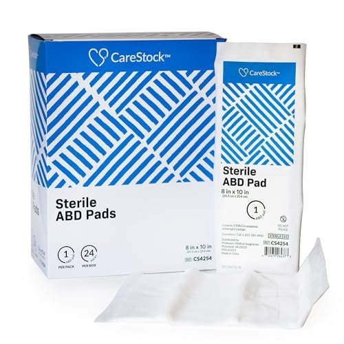CareStock ABD-Wundauflagen 8x10 Zoll [48er-Pack] Sterile Bauchkompressen, extra saugfähig, einzeln verpackt, Wundversorgung Erste Hilfe, 24 Stück, 2er-Pack
