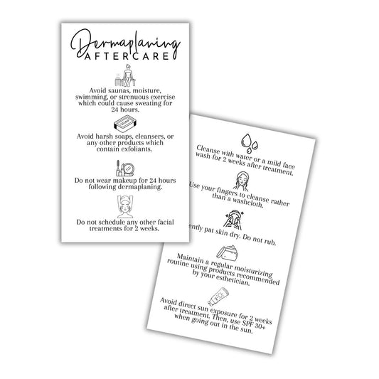 Dermaplaning Nachsorge Anleitungskarten | 50 Stück 2x3,5 Zoll Minimalistische Einwilligungsformulare für Gesichtsbehandlungen, Esthetician Nachsorge Zubehör