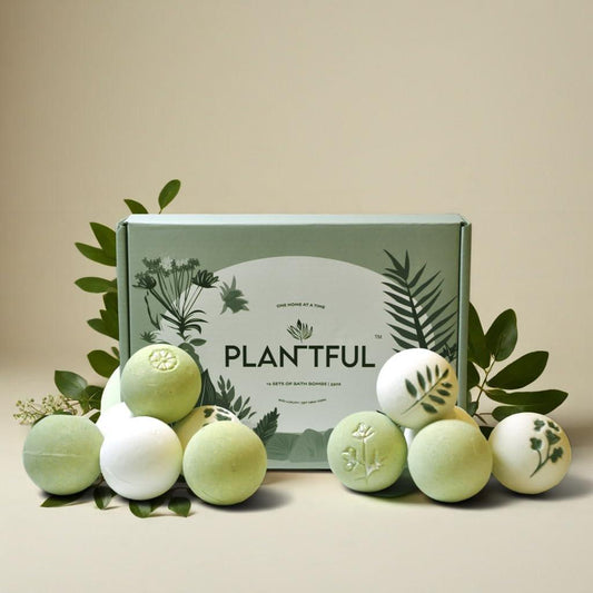 Plantful™ Bio Handgemachte Badebomben für Frauen, 12-teiliges Geschenkset, Groß, Sheabutter Feuchtigkeitsspendend, Ätherische Öle, Schaumbad für Kinder, Perfektes Geschenk für Frauen Männer, Sichere Badebomben für Kinder