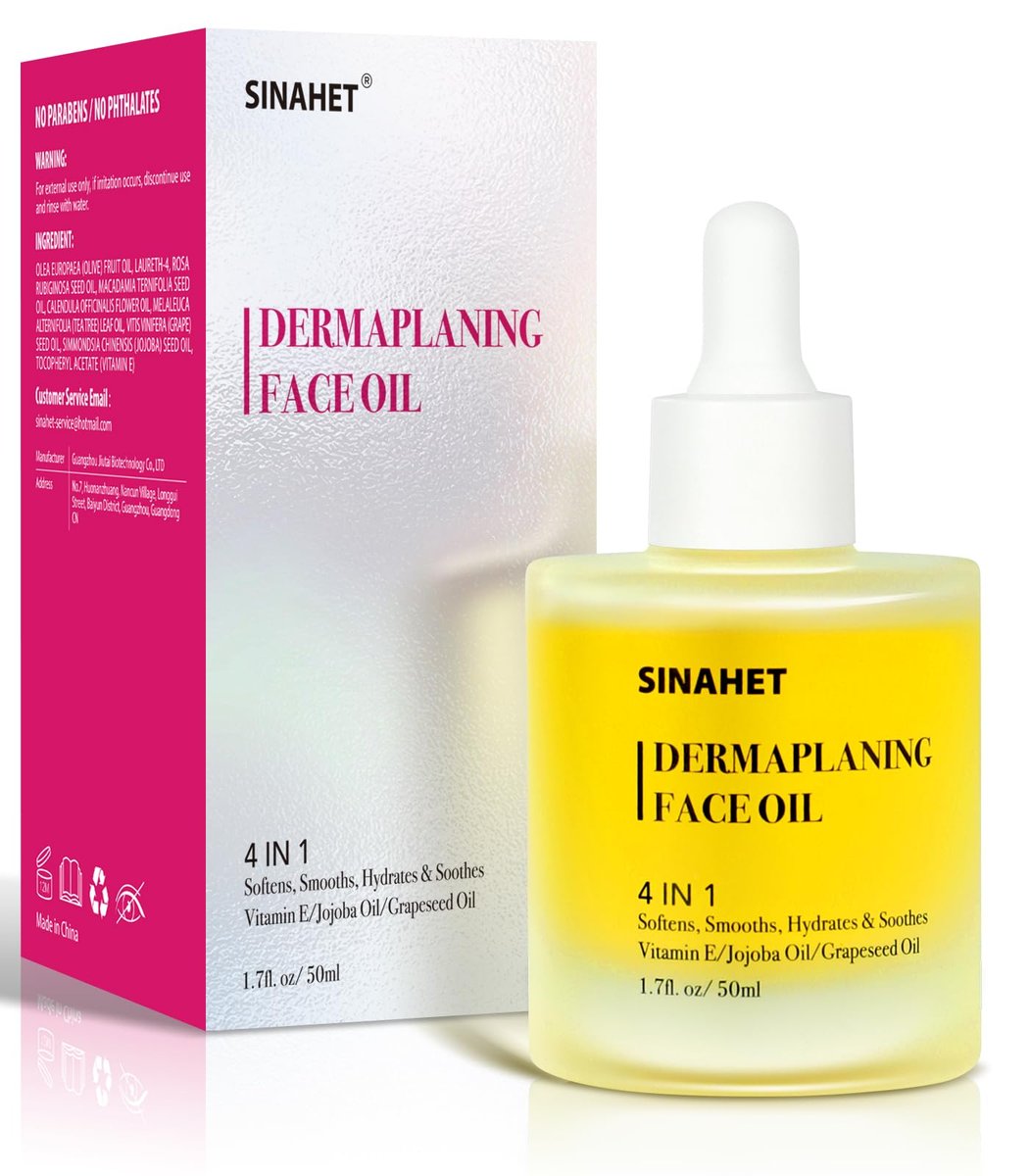 SINAHET Dermaplaning Öl – Natürliches Feuchtigkeitsöl für Gesicht & Körper, mit Jojoba, Vitamin E, Teebaum & Traubenkern (50 ml)