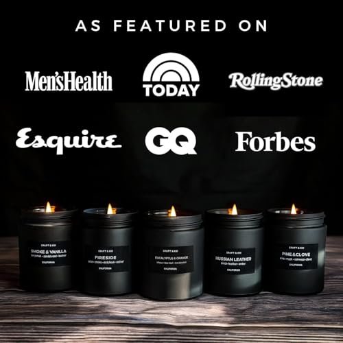 Craft & Kin Premium Orange & Eucalyptus Kerze | Schwarze Duftkerzen für Zuhause | Lang anhaltend mit 45 Stunden Brenndauer, 7,6 oz | Sojakerze | Aromatherapie für Zuhause | Geschenke für Männer
