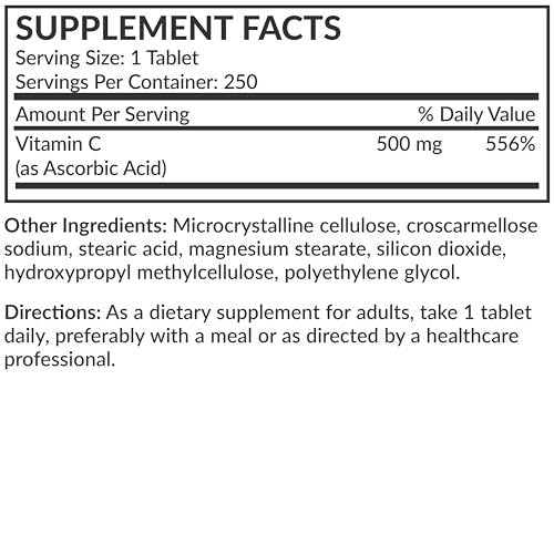 Futurebiotics Vitamin C 500 mg, 250 Tabletten, Non-GMO