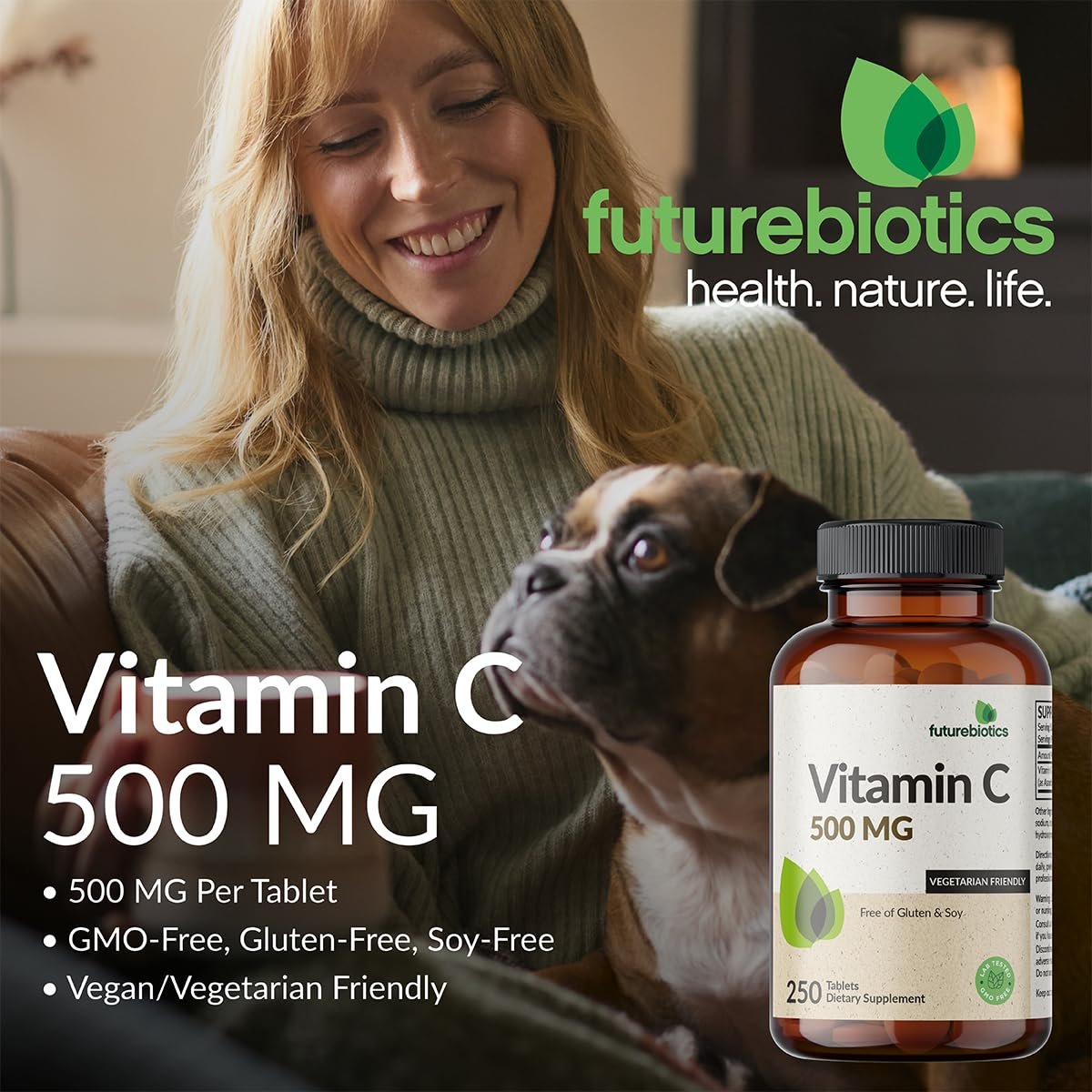Futurebiotics Vitamin C 500 mg, 250 Tabletten, Non-GMO