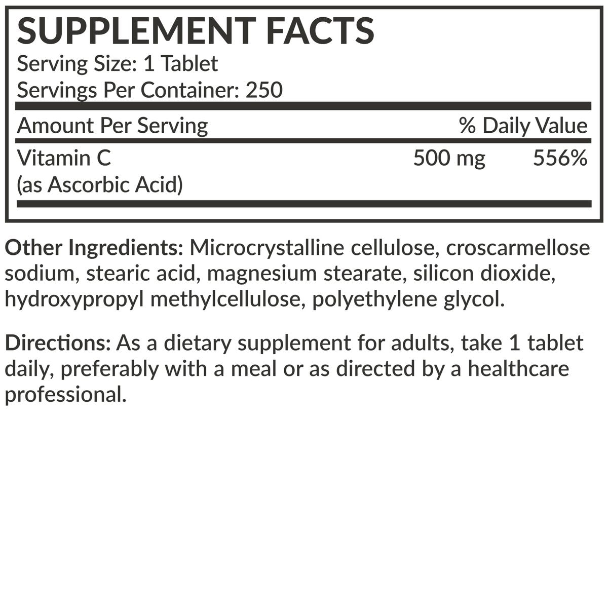 Futurebiotics Vitamin C 500 mg, 250 Tabletten, Non-GMO