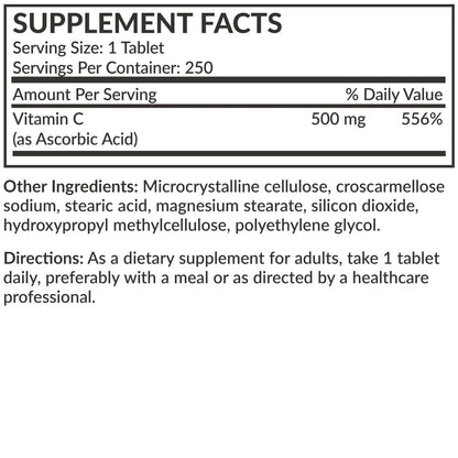 Futurebiotics Vitamin C 500 mg, 250 Tabletten, Non-GMO