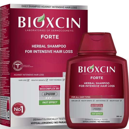 BIOXCIN Haarausfall Shampoo Tägliche Pflege Behandlung für Männer & Frauen, Empfindliche Kopfhaut Formel Kräutershampoo für Haarwachstum, Komplette Pflege Verdickender & Nährende Conditioner Intensive Haarausfall 300ml Rot
