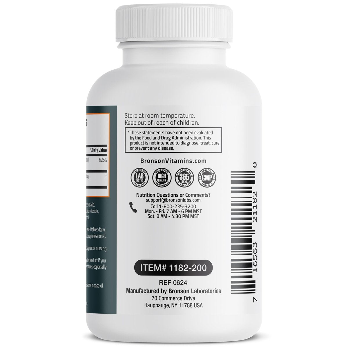 Bronson Vitamin K2 D3 (MK7) Nahrungsergänzung – Nicht-GMO-Formel mit Vitamin D3 5000 IE (125 µg) & 90 µg K2 MK-7, leicht zu schluckender D & K Komplex, 200 Tabletten