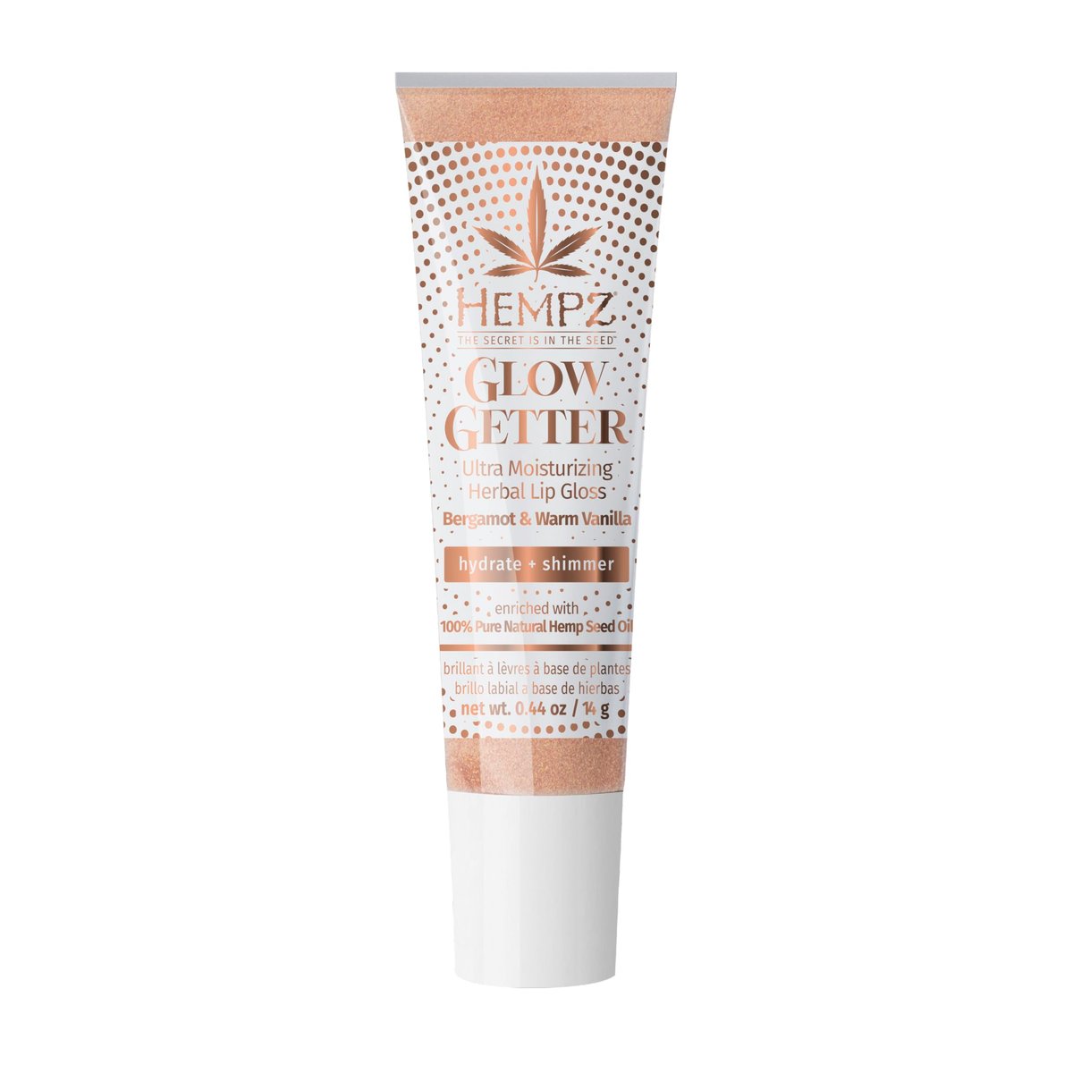 Hempz Glow Getter Lip Gloss – Feuchtigkeitsspendender Lip Balm mit Schimmer, 0,44 oz