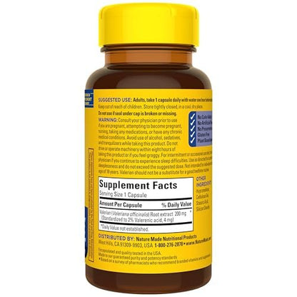 Nature Made Baldrianwurzel für Schlafunterstützung – Melatoninfreies Schlafmittel für Erwachsene, 30 Kapseln, 30-Tage-Vorrat