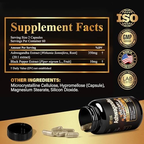 SoundHealth Bio-Ashwagandha Kapseln - 120 Kapseln (60 Portionen) - Hochwertiges Adaptogen zur Stressbewältigung