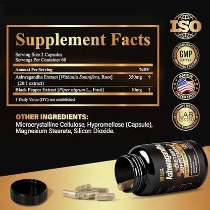 SoundHealth Bio-Ashwagandha Kapseln - 120 Kapseln (60 Portionen) - Hochwertiges Adaptogen zur Stressbewältigung