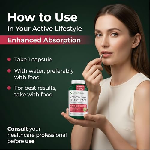 Nature's Push Super Potenter Weißdorn-Extrakt 10:1 675 mg Kapseln – Verdauung, Herzgesundheit & Glykämische Unterstützung – Extra Stark, Nicht-GMO, Glutenfrei, Vegan, GMP, USA (60 Kapseln)