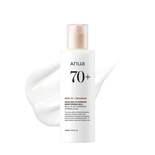 ANUA Rice 70 Intensive Moisturizing Milk – Feuchtigkeitsspendende Gesichtslotion mit Niacinamid und Ceramiden für alle Hauttypen, 5,07 fl.oz.
