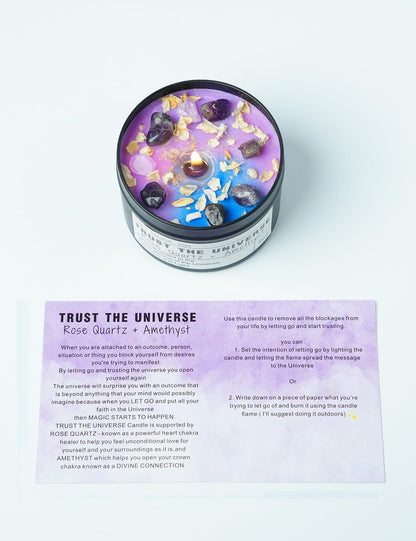Heilende Kerzen, Manifestations-Kerzen, Energie, Chakren, Gesetz der Anziehung, Geschenke für Frauen, Geburtstagsgeschenke, Abschlussgeschenke, emotionale Unterstützung (Vertraue dem Universum)