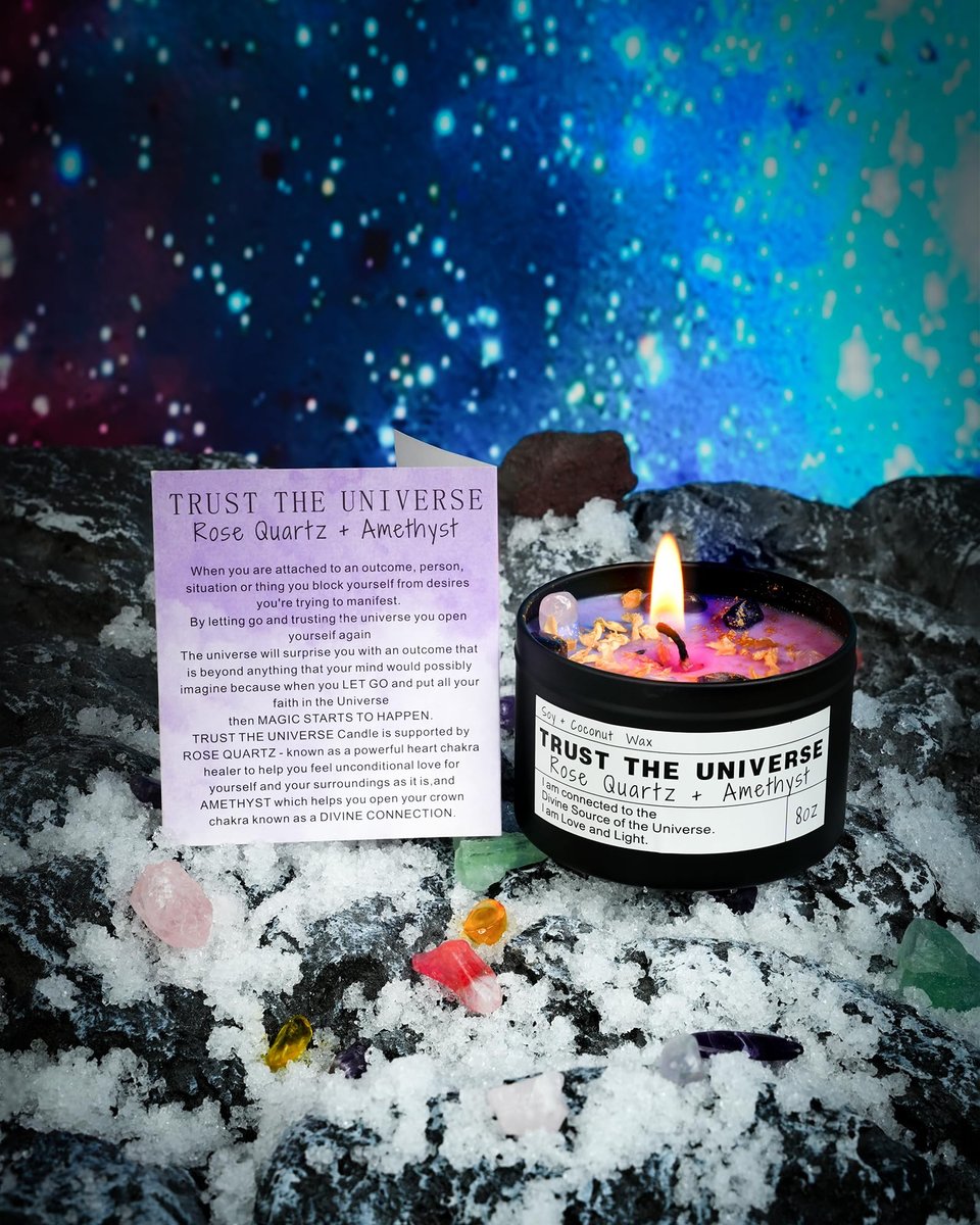Heilende Kerzen, Manifestations-Kerzen, Energie, Chakren, Gesetz der Anziehung, Geschenke für Frauen, Geburtstagsgeschenke, Abschlussgeschenke, emotionale Unterstützung (Vertraue dem Universum)