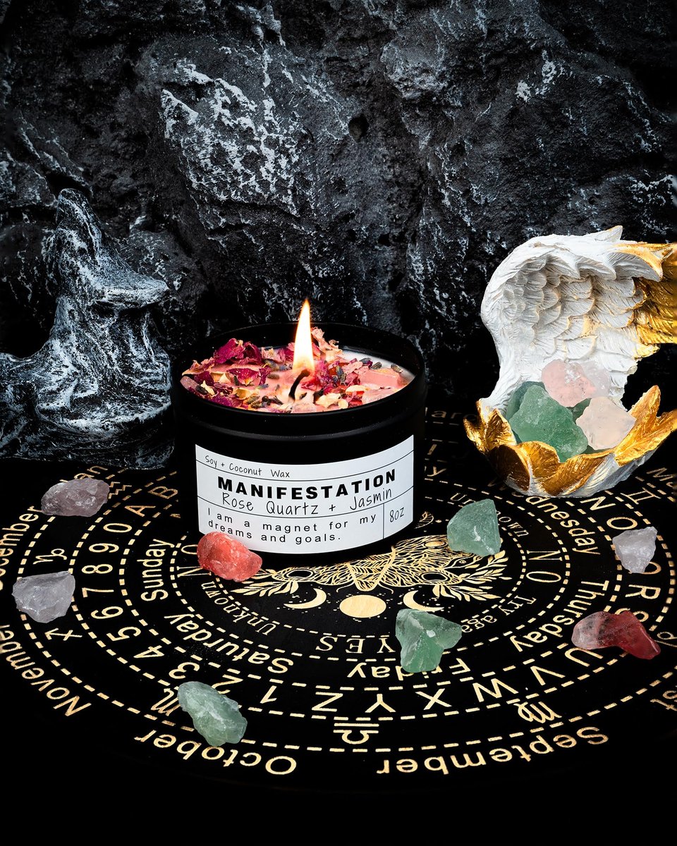 Crystal-Sojakerzen, handgefertigte Wunschgeschenke, Gesetz der Anziehung, Mondmagie, Geburtstagskerzen-Geschenke (Manifestation)