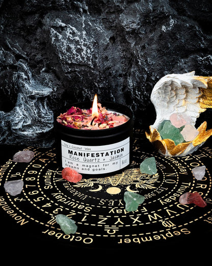 Crystal-Sojakerzen, handgefertigte Wunschgeschenke, Gesetz der Anziehung, Mondmagie, Geburtstagskerzen-Geschenke (Manifestation)