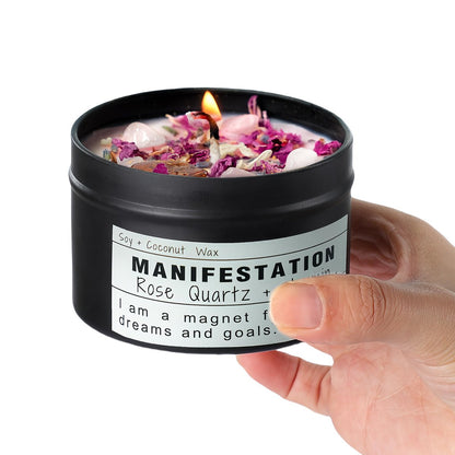 Crystal-Sojakerzen, handgefertigte Wunschgeschenke, Gesetz der Anziehung, Mondmagie, Geburtstagskerzen-Geschenke (Manifestation)